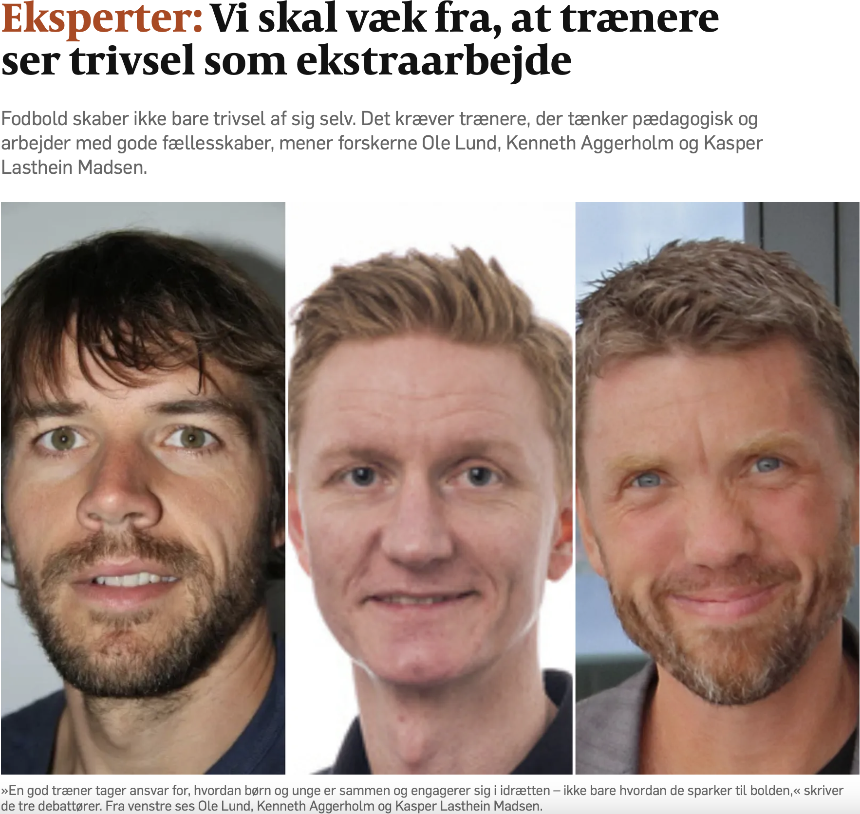 Vi skal væk fra, at trænere ser trivsel som ekstra arbejde